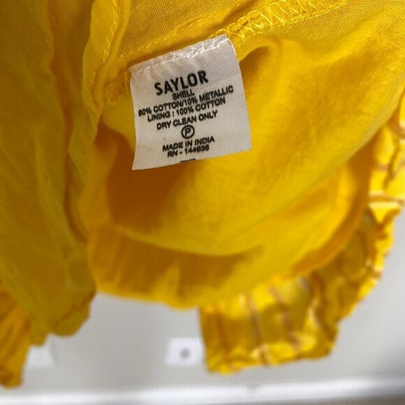 Saylor Adrianne Ruffle Sleeve Mini Dress Striped Smocked Short Sleeves Womens L - Picture 7 of 9
